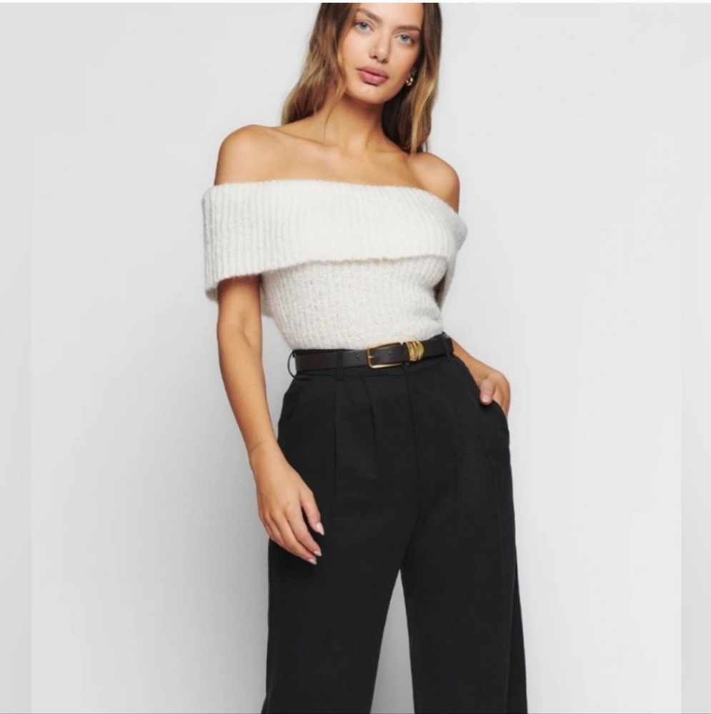 Reformation Off-Shoulder Cream Top